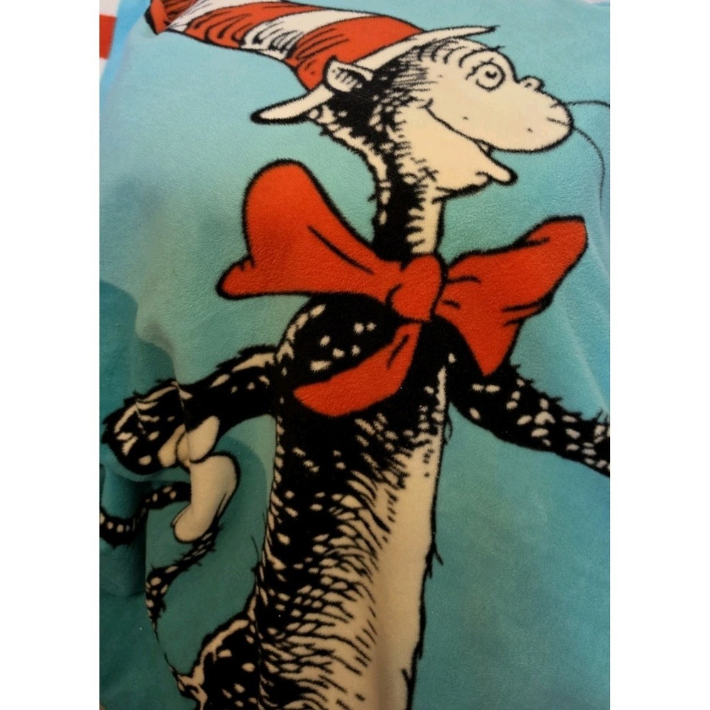 Vintage 2003 Dr. Seuss Off Movie Merch 45.5" X 56" Cat In The Hat Fleece Blanket